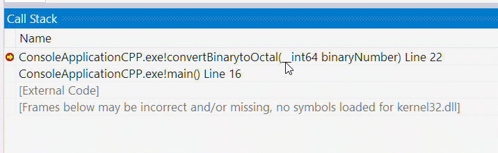 CallStack in vs