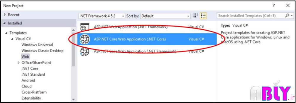 ایجاد پروژه در asp.net core